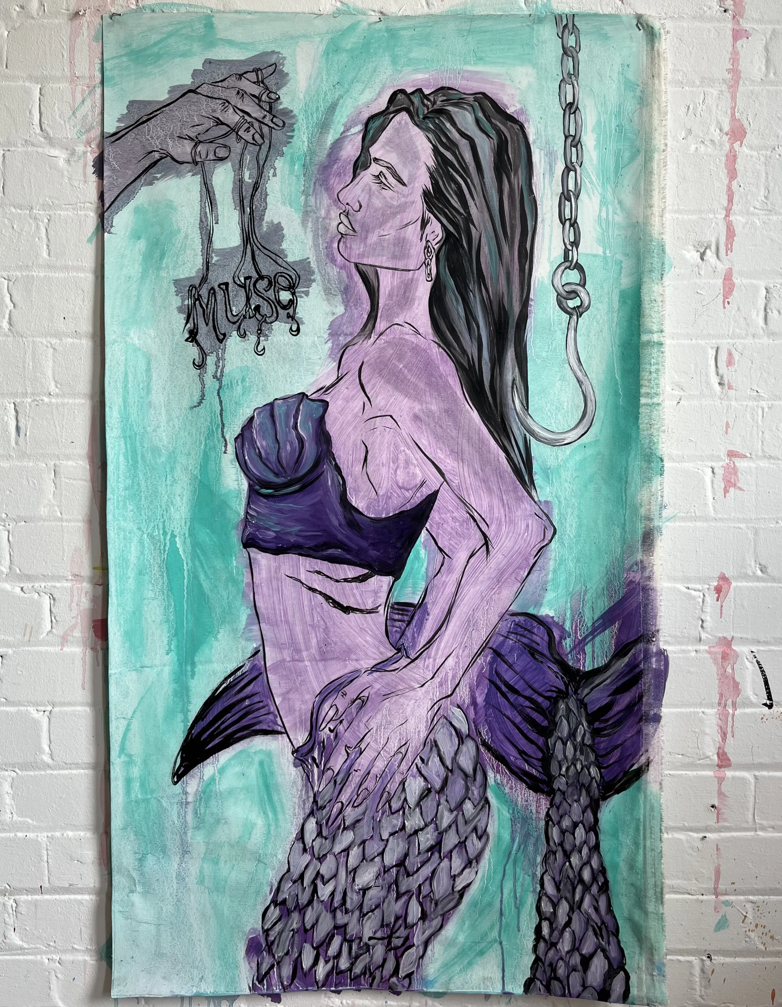 Image of Arcana 23: "Muse" by Ellada , size: 100*115, made of Oil on Canvas, Painting medium, from London, part of the Ellada’s Oracle series, priced at $2300 Photo 1 of 8.