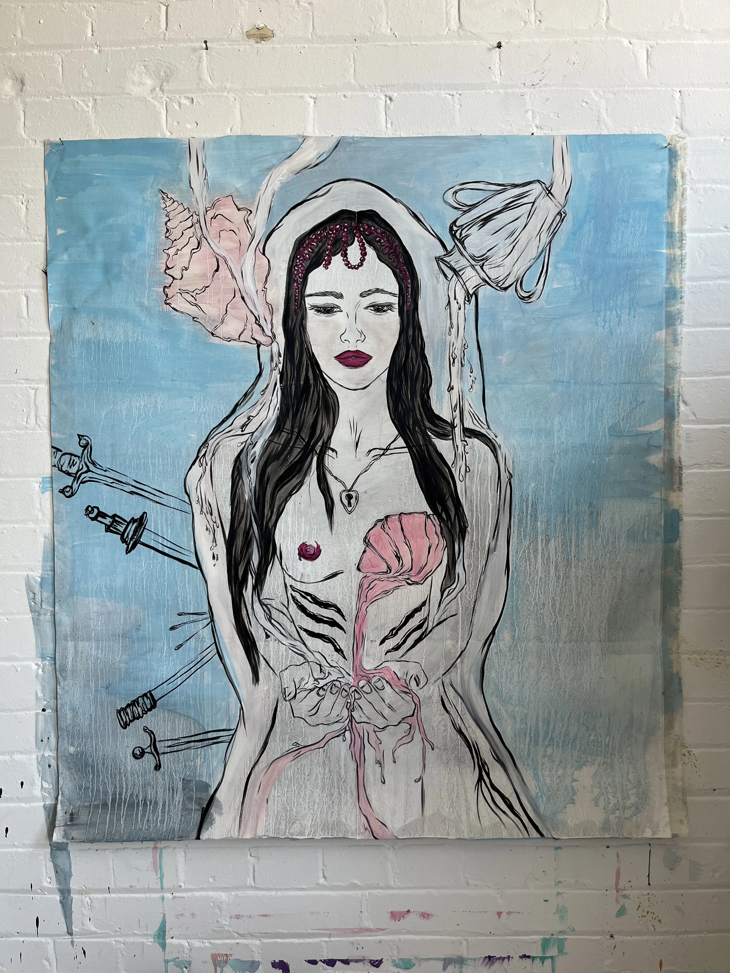 Image of Arcana 25: Abundance by Ellada , size: 100*115, made of Oil on Canvas, Painting medium, from London, part of the Ellada’s Oracle series, priced at £2500 Photo 1 of 6.