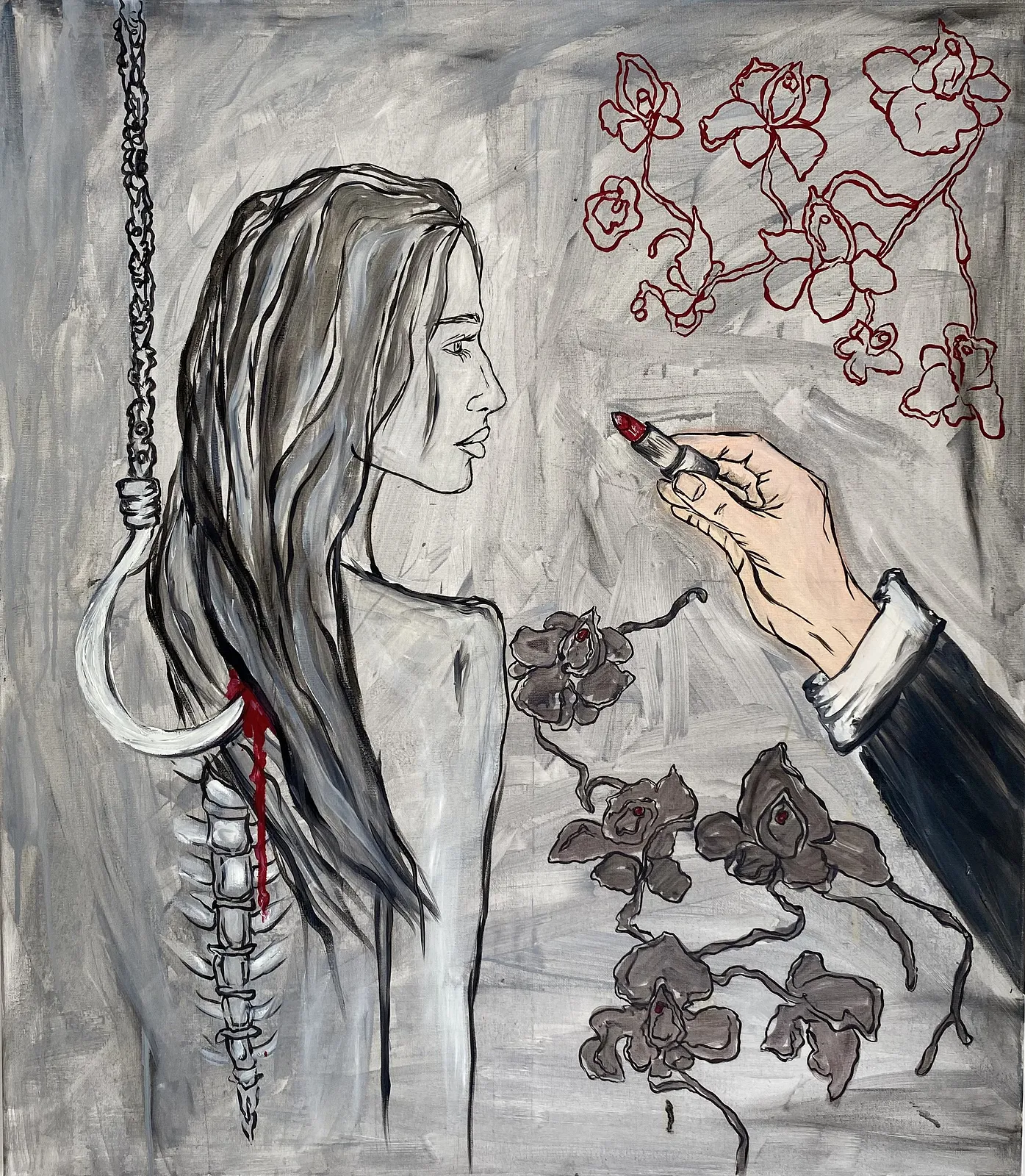 Image of "The hook trick" by Ellada , size: 70*80, made of Oil on Canvas, Painting medium, from LONDON, priced at €300 Photo 1 of 5.