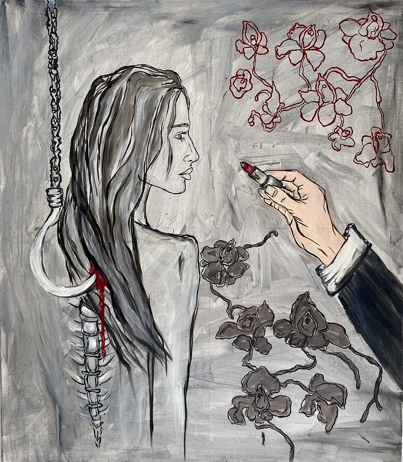 Image of "The hook trick" by Ellada , size: 70*80, made of Oil on Canvas, Painting medium, from LONDON, priced at €300 Photo 1 of 5.