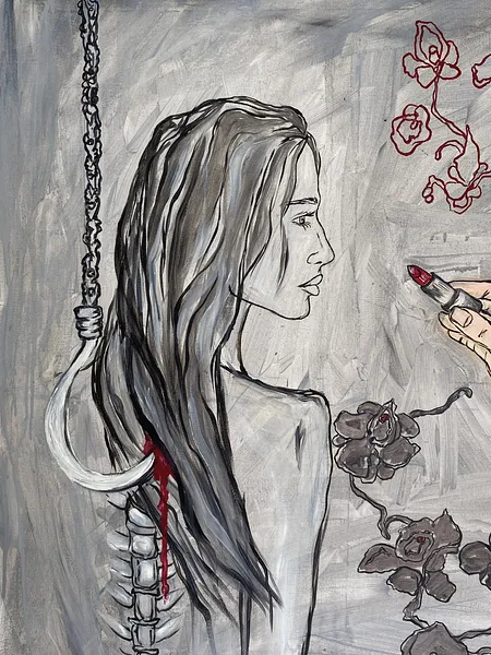 Image of "The hook trick" by Ellada , size: 70*80, made of Oil on Canvas, Painting medium, from LONDON, priced at €300 Photo 5 of 5.