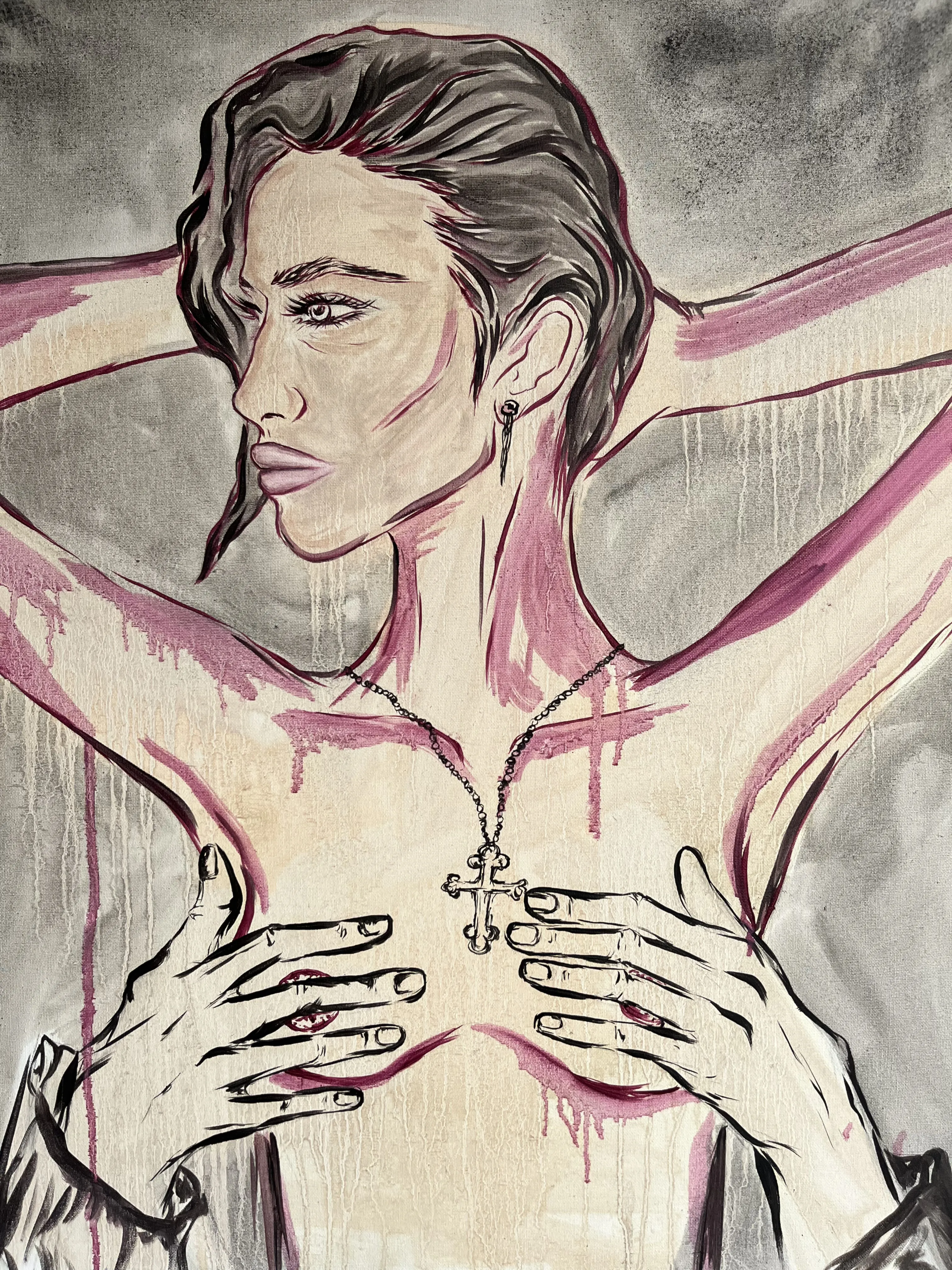 Image of “Cover me” I’m too hot by Ellada , size: 70*90, made of Oil on Canvas, Painting medium, from London, priced at £1200 Photo 1 of 6.