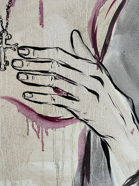 Image of “Cover me” I’m too hot by Ellada , size: 70*90, made of Oil on Canvas, Painting medium, from London, priced at £1200 Photo 3 of 6.