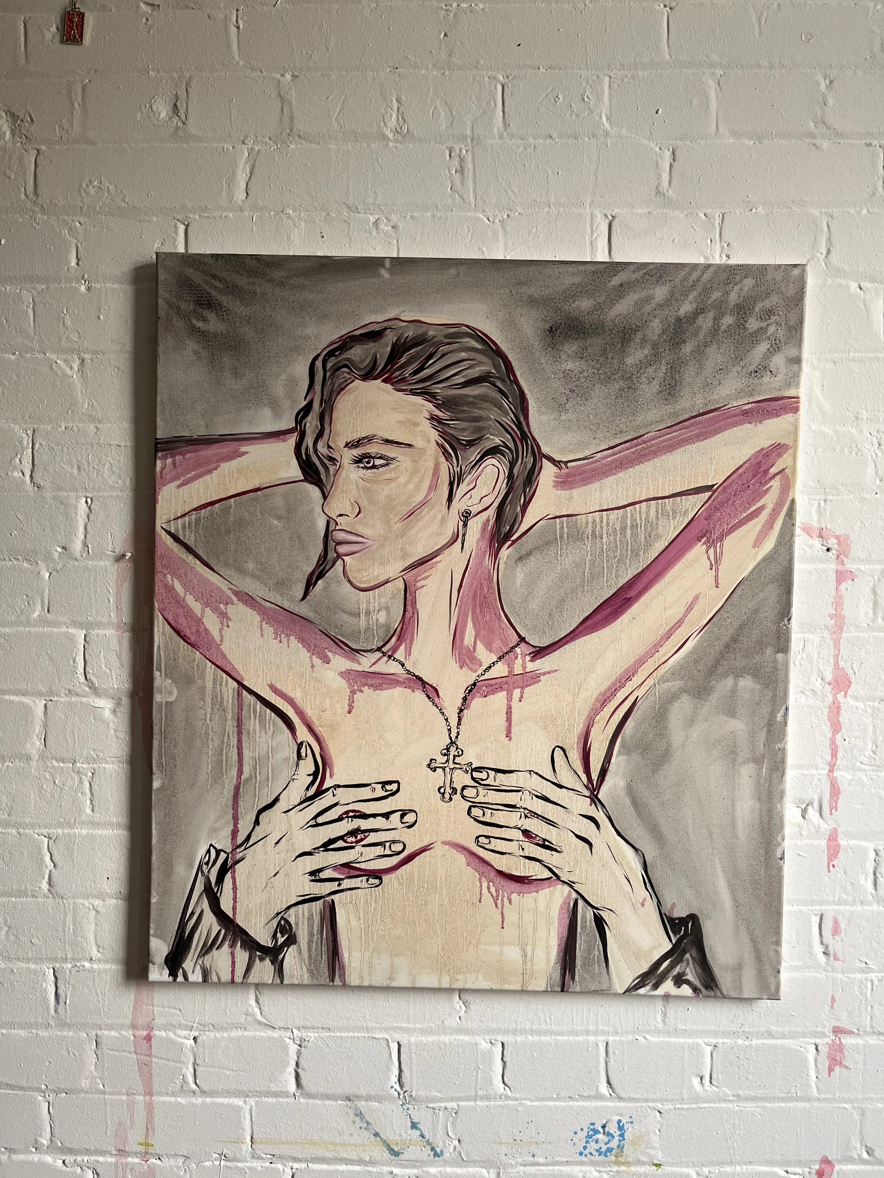 Image of “Cover me” I’m too hot by Ellada , size: 70*90, made of Oil on Canvas, Painting medium, from London, priced at £1200 Photo 6 of 6.