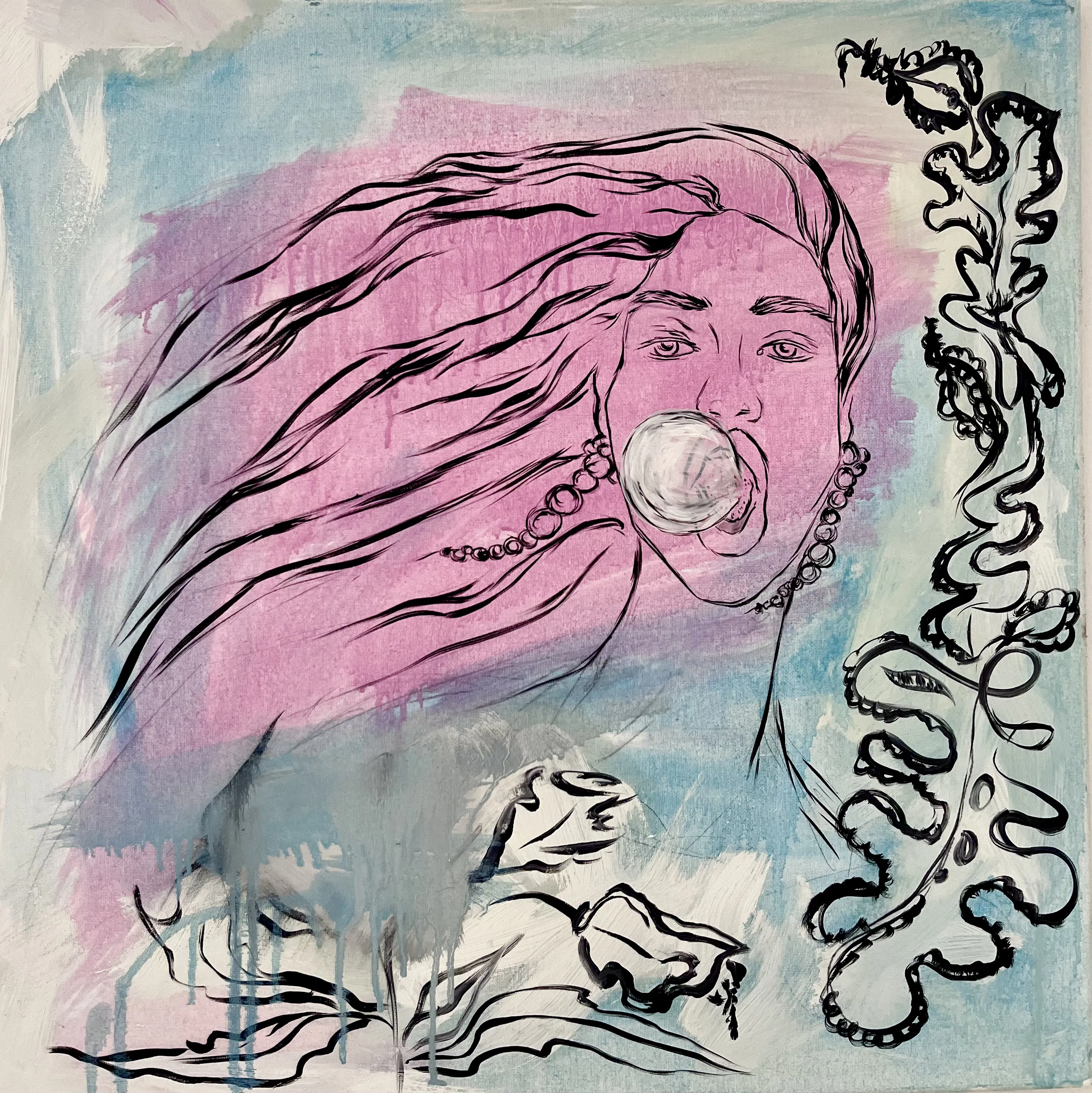 Image of "Bubblegum" by Ellada , size: 60*60, made of Oil on Canvas, Painting medium, from London, priced at £600