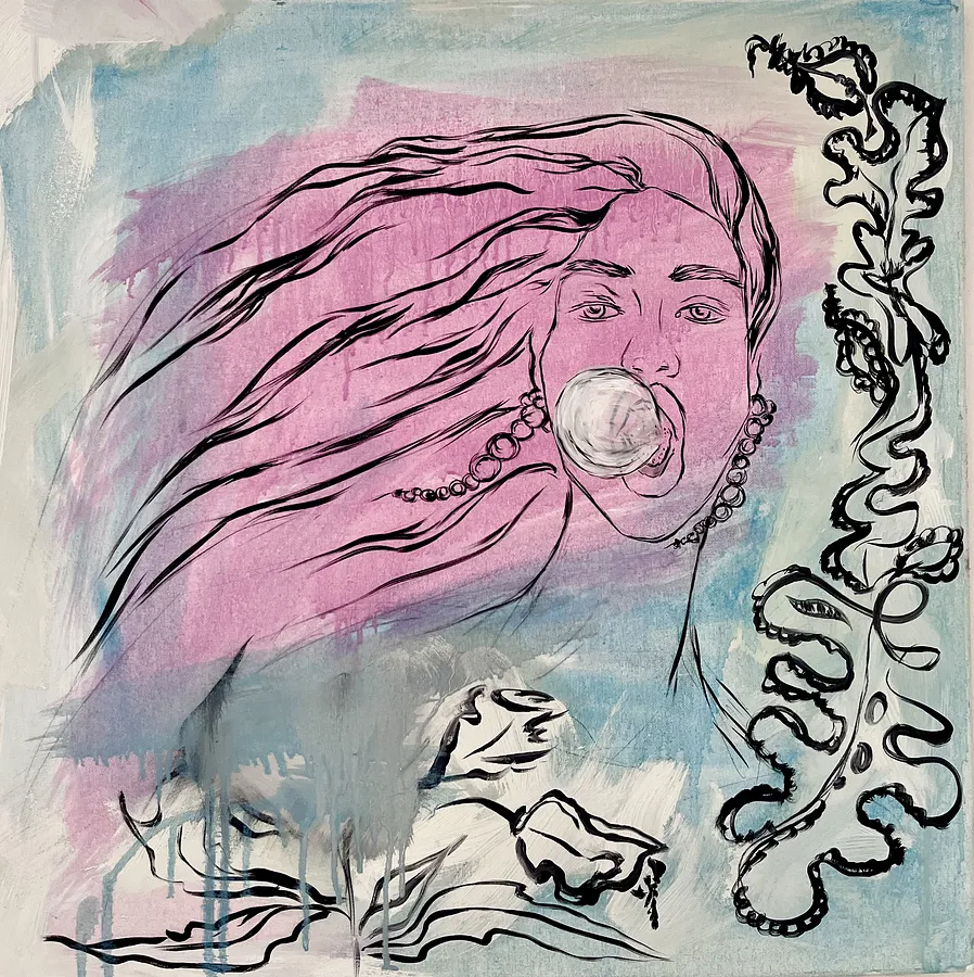 Image of "Bubblegum" by Ellada , size: 60*60, made of Oil on Canvas, Painting medium, from London, priced at £600