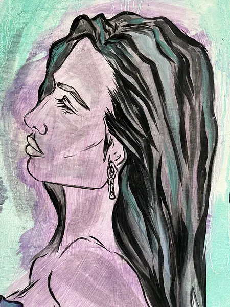 Image of "Muse" by Ellada , size: 100*115, made of Oil on Canvas, Painting medium, from London, priced at £1800 Photo 2 of 8.