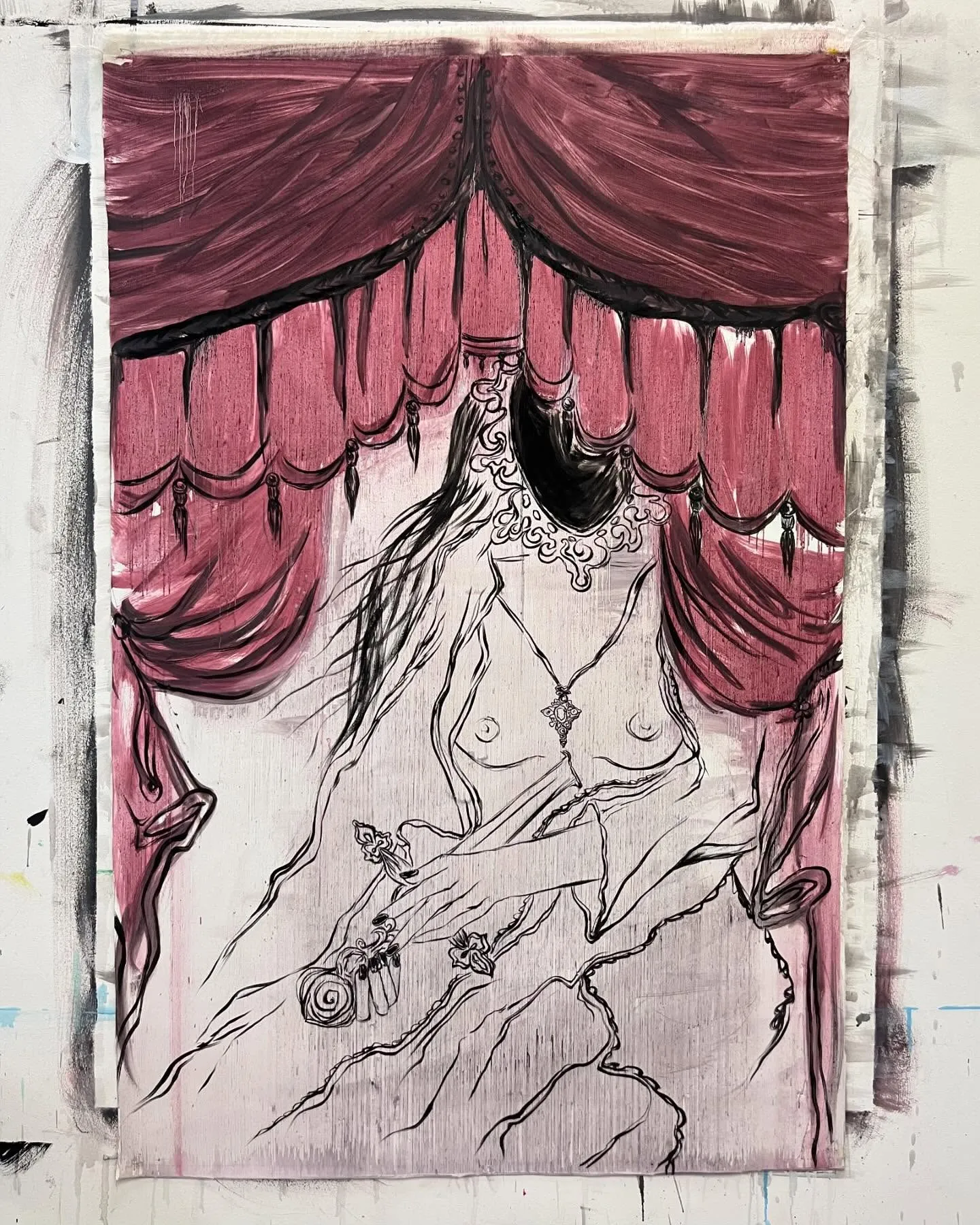 Image of Arcana 24: "Drama" by Ellada , size: 100*115, Painting medium, from London, part of the Ellada’s Oracle series, priced at $5000