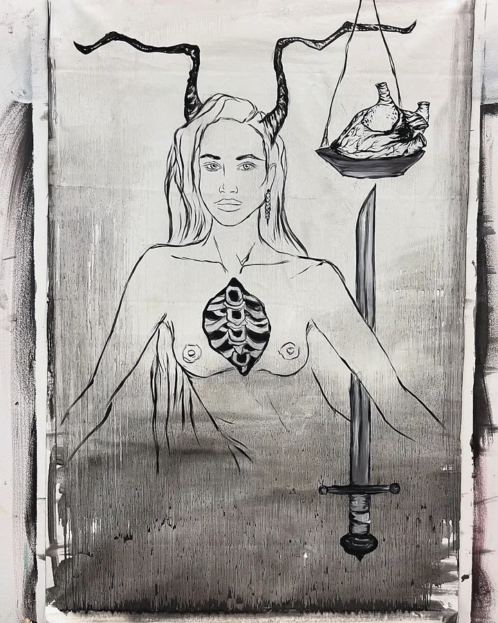 Image of Arcana 1: "Magican" by Ellada , size: 77*114, made of Oil on Canvas, Painting medium, part of the Ellada’s Oracle series, priced at $2700