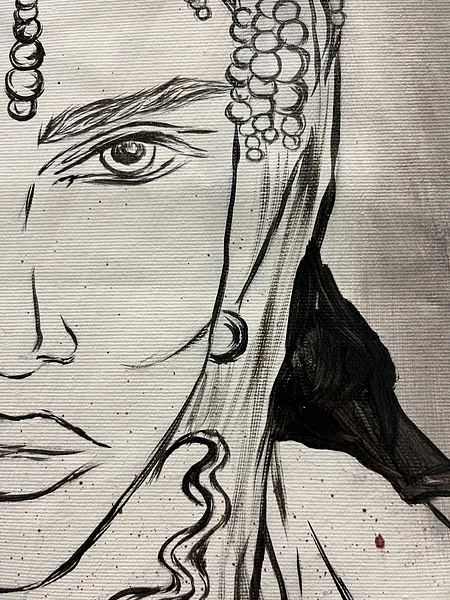 Image of Arcana 12: "The Time" by Ellada , made of Oil on Canvas, Painting medium, from London, part of the Ellada’s Oracle series, priced at $1300 Photo 3 of 4.